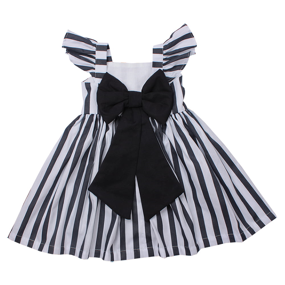 vestido listrado preto e branco infantil