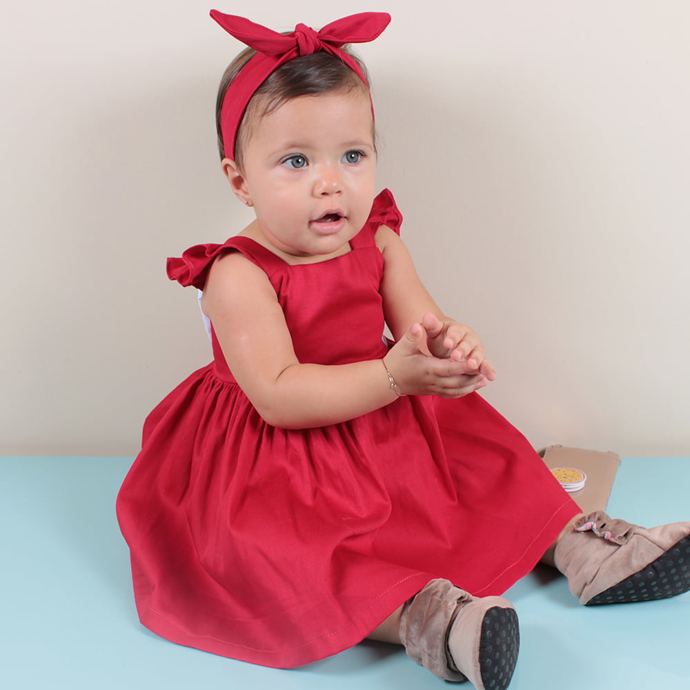 vestido branco com vermelho infantil